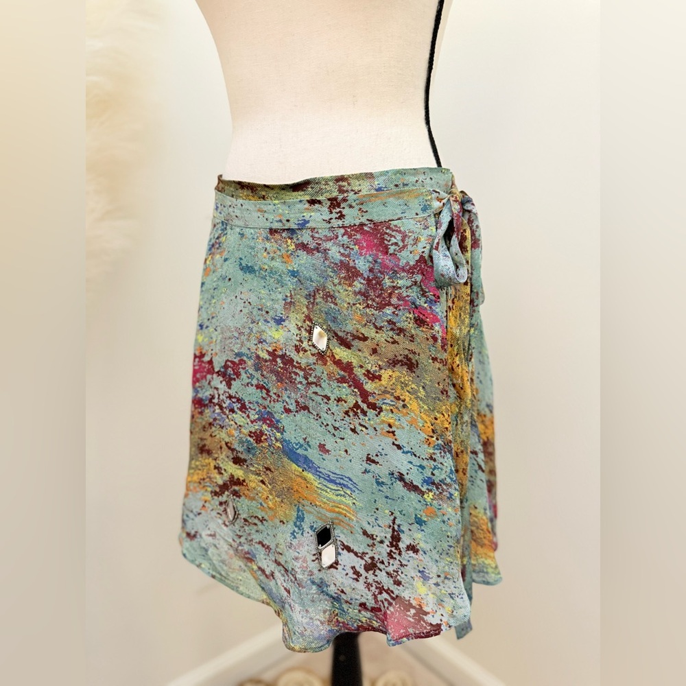 🌾 Zara Mirror Embellished Midi Wrap Skirt